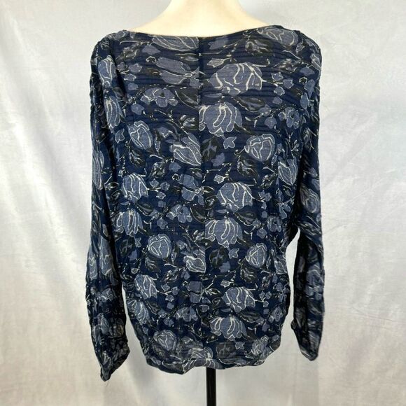 Lucky Brand blue abstract floral faux wrap top size large - Picture 8 of 12